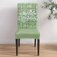 thumbnail image 4 of Chair Covers for Dining Room Set of 6,Merry Christmas Words Stretch Seat Protector Removable Washable Chairs Slipcovers for Kitchen Banquet Wedding Hotel,Snowflakes on Green Red Plaid, 4 of 6