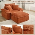 thumbnail image 3 of 47" Oversized Chaise Lounge Chair Indoor, Holaki Fluffy Corduroy Upholstered Springs Sofa Bed with Ottoman & Pillows, Modern Comfy Cloud Sofas Couches for Living Room, Bedroom, Orange, 3 of 9