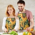 thumbnail image 5 of Dark Green Sunflower Pattern Apron-Garden Aprons for Women with Pockets-Cotton Linen Waterproof Kitchen Cooking Gardening Aprons Adjustable for Kitchen,Cooking,BBQ and Salon 33x27 Inch, 5 of 7