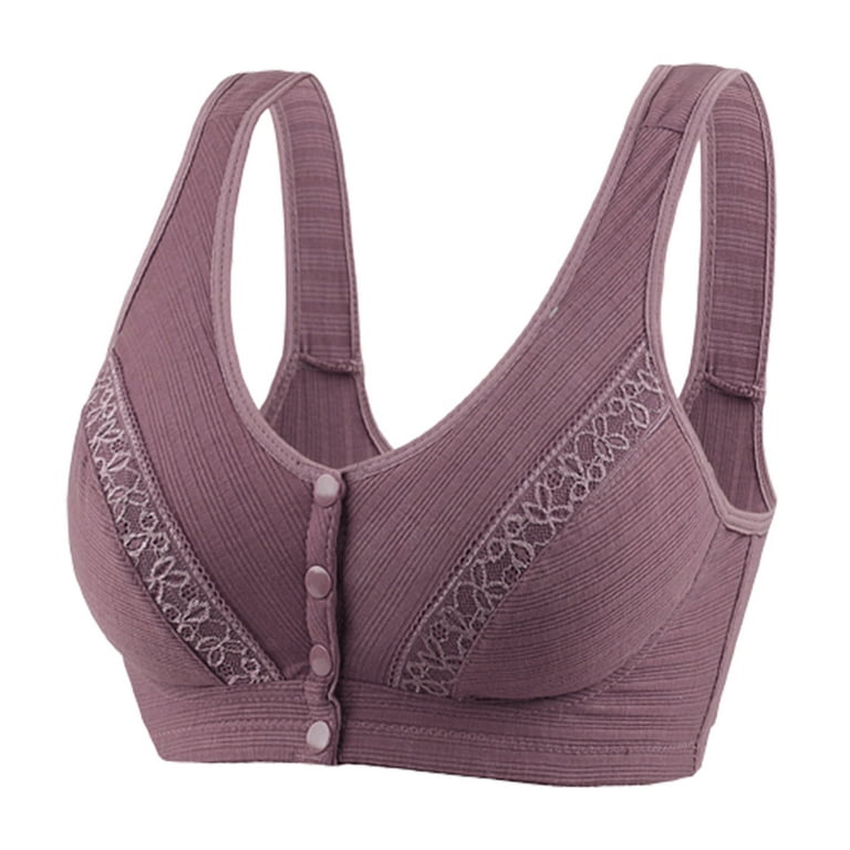 YWDJ Comfy Bras for Women Front Close Lounge Bras No Wires Nursing Bras  Wide Strap Full Coverage Comfortable Bras Push up Wrap Sleep Bras Padded  Plus Size Comfort Solid Breastfeeding Bras Purple