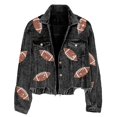 thumbnail image 6 of Womens Cardigan Corduroy Football Sequin Jacket Baseball Casual Jacket Work Cardians, 6 of 6