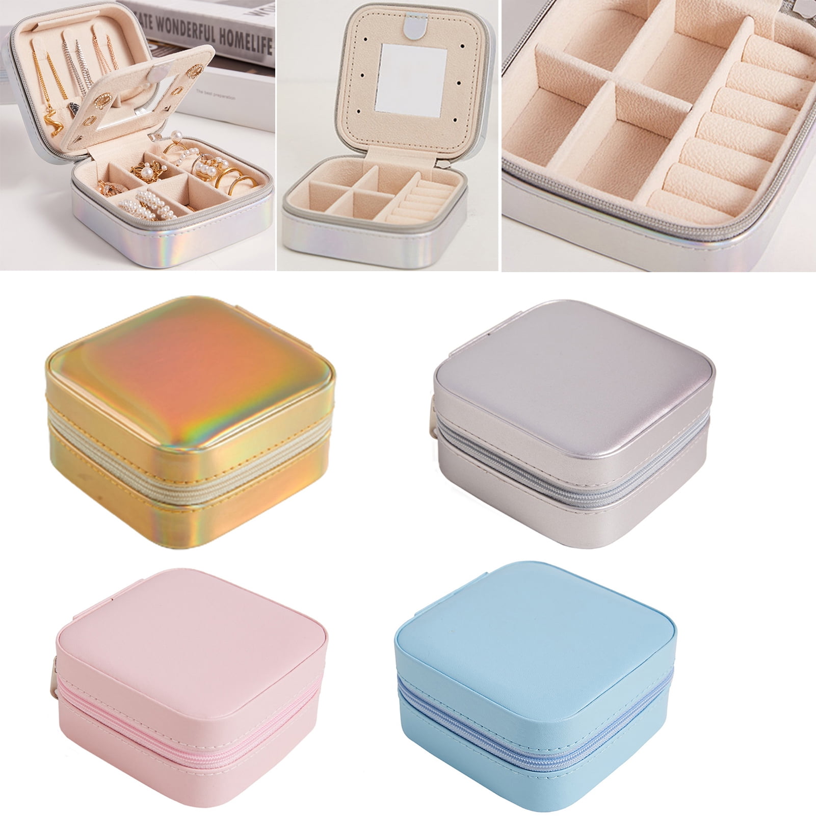 Walbest Double Layer Jewelry Box with Mirror, Waterproof Removable ...