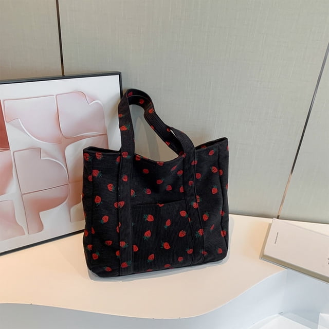 Fiudx Bolso de Pana con Estampado Elegante, Bolso de Viaje de Gran Capacidad, Correa de Hombro Suelta, Ideal para Compras Diarias, Accesorio de Moda para Mujeres Jóvenes.