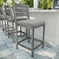 thumbnail image 3 of Martha Stewart Set of 2 Indoor-Outdoor Patio Bar Stools with Gray Brushed Woodgrain Aluminum Finish and Gray All-Weather Seat Cushions, 3 of 12