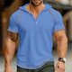 thumbnail image 2 of Men's Solid Color Three Button Hooded Raglan Shirt Top M, 2 of 5
