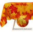 thumbnail image 2 of 60x84inches Orange Maple Leaf Rectangle Tablecloth Autumn Maple Leaves Print Polyester Fabric Table Cover Spill Proof Washable Table Cloth for Thanksgiving Day Dining Tables Buffet Parties, 2 of 7