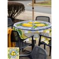 thumbnail image 5 of Outdoor Tablecloth with Umbrella Hole for Patio/Picnic/Party/Camping, Lemon Floral Summer Waterproof Table Cloth Square Cover Washable, Yellow Plaid Leaves Flower (60"x 60"), 5 of 8