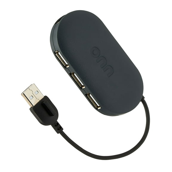 onn Portable 4-Port USB Hub with USB 2.0 Ports