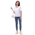 thumbnail image 4 of Womens Solid Short Sleeve V-Neck Boat Neck Dolman Top with Side Shirring Drape Tunic, 4 of 6