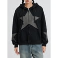 thumbnail image 4 of LMLYSoH Women's Autumn Casual Hooded Coat Long Sleeve Star Print Zip Up Drawstring Hoodie, 4 of 9