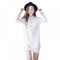 thumbnail image 1 of Robe d'Été Décontractée Dames Rayures Verticales Col Rabattu Chemise Slim Mode Bureau Vestidos, 1 of 6