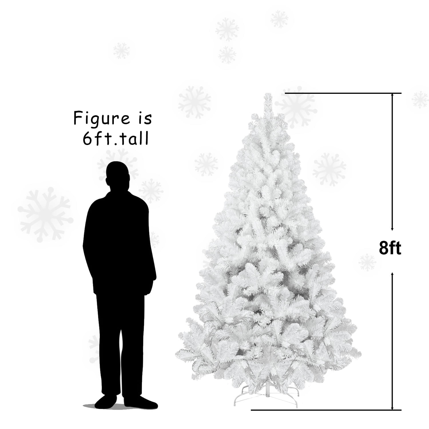 Euroco 9ft White Christmas Tree with Memory Wire, 1910 Tips Hinged Artificial PVC Tree, Easy Assembly Holiday Xmas Tree for Indoor Decor (Ornaments Not Included)