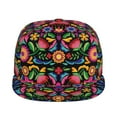 thumbnail image 2 of Daiia Colorful Floral Embroidery Mexican print Flat Bill Hats Flat Brim Trucker Cap Baseball Cap Adjustable Classic Low Profile Hat Unconstructed Plain Cap, 2 of 9