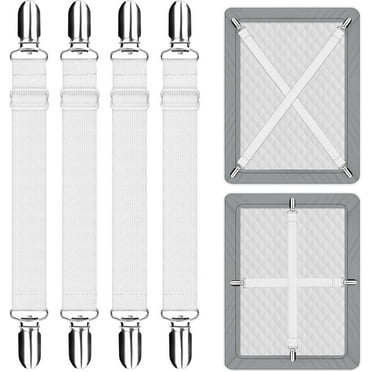 Moocorvic Bed Sheet Straps, Upgrade Fitted Bed Sheet Holders for Corners, Non Slip Sheet Clips Bed Sheet Holder White 1Pcs