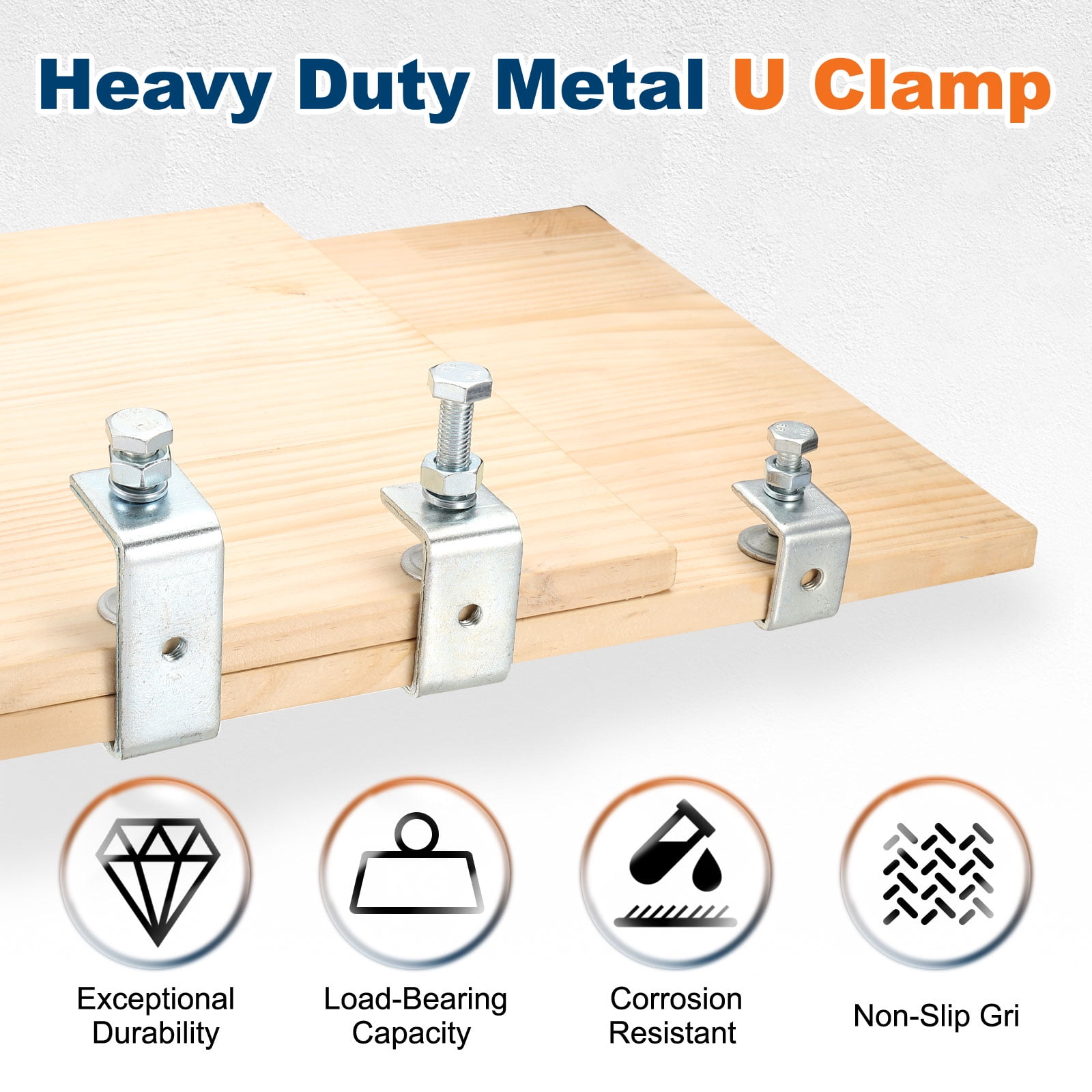 Uxcell304 Stainless Steel C Clamps 55mm Square Mini Tiger Clamp Adjustable Heavy Duty Metal U Clip with Press Screw for Woodworking Welding Mounting, Silver