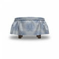 thumbnail image 4 of Geometry Ottoman Cover, Flower of Life Art, 2 Piece Slipcover Set with Ruffle Skirt for Square Round Cube Footstool Decorative Home Accent, Standard Size, Pale Blue, by Ambesonne, 4 of 5
