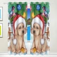 thumbnail image 3 of Coolnut Window Curtains Watercolor Christmas Puppy Thermal Insulated Blackout Grommet Printed Window Treatment Drapes - 84x55 in - Polyester 2 Panels, 3 of 5