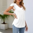thumbnail image 2 of XuJwPNcy Womens Tops Dressy Casual Summer Ruffle Sleeve T-Shirts Trendy Loose V-Neck Tunic Tops, 2 of 5