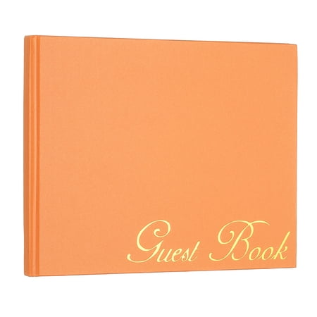Uxcell Elegant Guestbook, 9"x7" Offset Paper Wedding Guest Book Stylish Sign in Book with 50 Blank 120GSM Paper for Receptions Birthdays Funerals Special Events, Orange Red