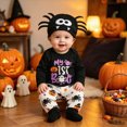 thumbnail image 5 of TOWED22 Baby Boys Girls My First Halloween Outfits Truck Ghost Print Long Sleeve Romper Elastic Waist Pants and Hat,9-12 M, 5 of 5