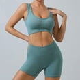 thumbnail image 5 of Women Seamless Ribbed Yoga Sets Workout 2 Pc Gym Ribbed Crop Tank Bar And Shorts, 5 of 11