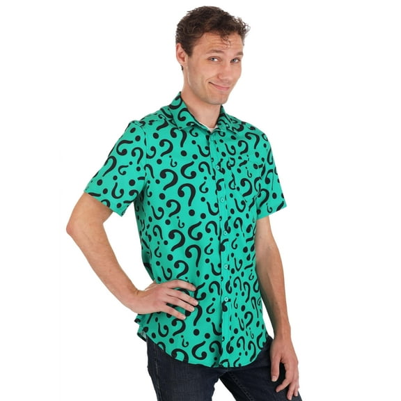 Adult The Riddler Button Up Shirt