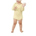 thumbnail image 5 of IVEYRTF Toddler Kids Bodysuit Solid Color Long Sleeve Romper Snap Closure Soft Spring Fall Comfortable Fit Jumpsuit One-Piece Outfit for Children 3-24 Months(Beige,6 Months), 5 of 7
