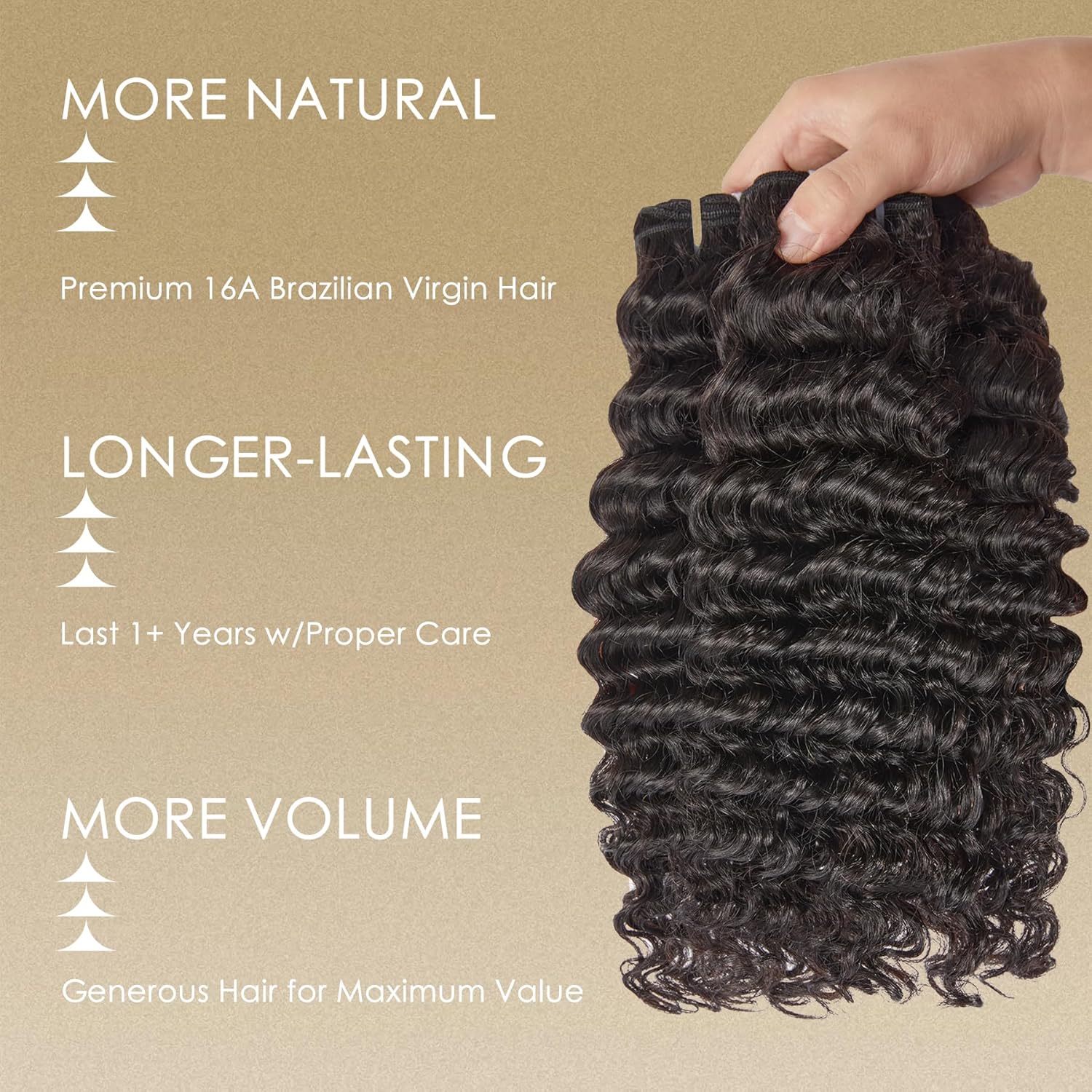 WEQUEEN 18 inch Deep Wave Human Hair Bundles 100% 16A Brazilian Hair Long Lasting for Women
