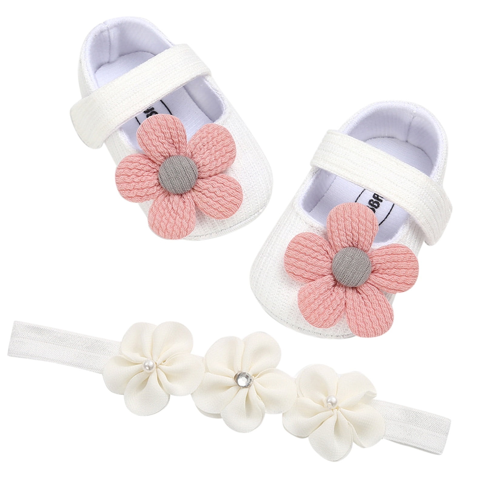 Cute Baby Infant Kids Girls Cotton Ribbon Bowknot Soft Bottom Flower Prewalker 
