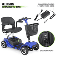 thumbnail image 5 of Magshion 4 Wheel Mobility Scooter, Foldable Electric Powered Wheelchair Device with Lights and Basket, 12 Miles Long Range Durable Heavy Duty Mobile Device, Blue, 5 of 13