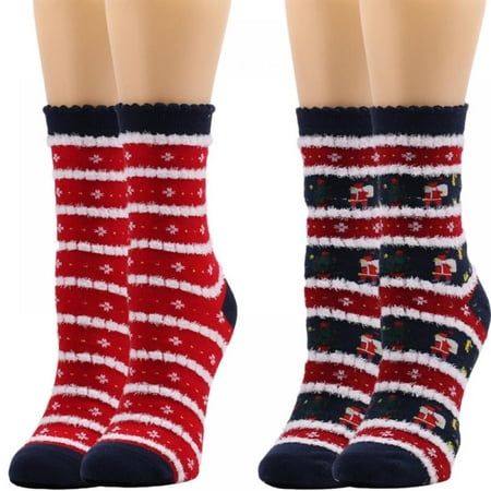 

2 Pairs Christmas Stockings Women s Autumn And Winter Wool Stockings Warm Thick Winter Boot Crew Cozy Cabin Work Soft Ladies Sock