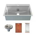 thumbnail image 2 of Ravi Single Basin 33 x 22 Topmount Kitchen Workstation Sink, 2 of 14