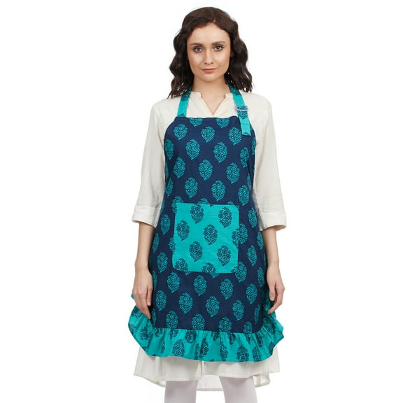 In-Sattva Home 100% Pure Cotton Bohemian Print Adjustable Women's Bib Apron with Pockets; Multi