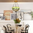 thumbnail image 4 of Kiven 11.8in Flush Mount Ceiling Light Fixture Dimmable, 3-Light Anti Glare Close to Ceiling Light with 15FT Plug-in Cord, Tiffany-Style Glass Chandelier for Bedroom Kitchen Hallway(No.3226-GN), 4 of 7
