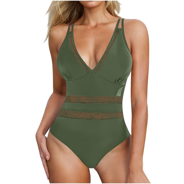 Traje de Baño de Desgaste de Forma para las Mujeres Sexy Hueco Fuera, Traje de Baño de Corte Alto Conjunto con Almohadillas Extraíbles