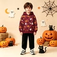 thumbnail image 2 of Zylarhe Kids Halloween Tops Hoodie with Front Pocket for Boys Cozy Sweatshirt Seasonal Comfort Red 11-12 Years, 2 of 7