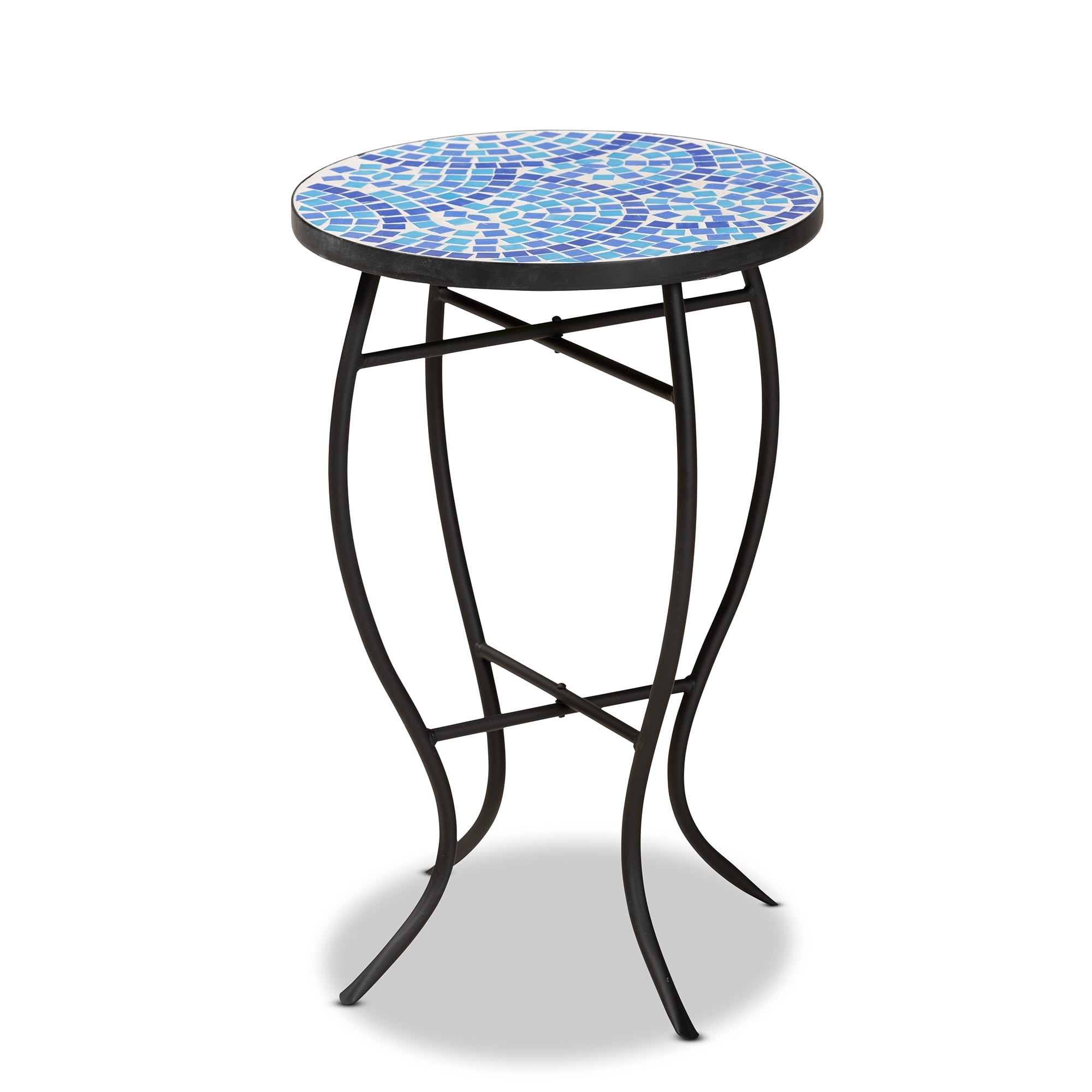 Baxton Studio 14" x 14" x 21" Black Metal and Glass Solid Print Plant Stand