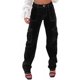 thumbnail image 1 of Pantalones vaqueros de tiro medio para mujer Bolsillos grandes con solapa Pierna ancha Elástico alto Negro // Blanco Pequeño, 1 of 4