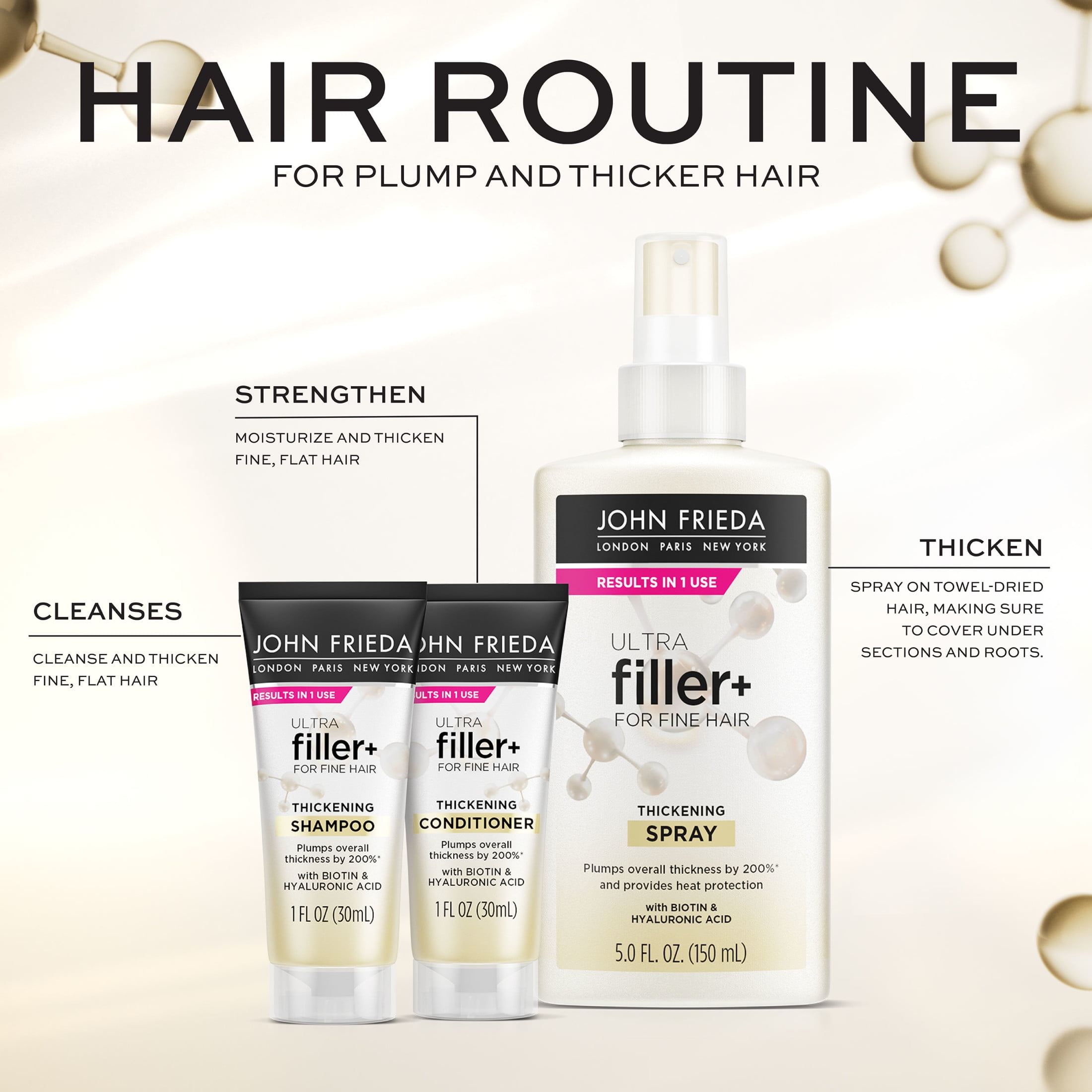 John Frieda ULTRAfiller+ Thickening Shampoo for Fine Hair, Volumizing Shampoo, 1 oz  (图5)
