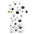 thumbnail image 4 of Tnhcen Women's Halloween Print Short Sleeve Collared Pajama Set Comfortable Loungewear Soft Sleepwear S-2XL Multiple Colors Available White, 4 of 8