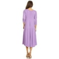 thumbnail image 4 of Women's Comfortable 3/4 Sleeve Midi Dress – Solid A-Line Casual Fit, 4 of 4