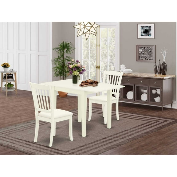 East West Furniture Dining Room Set Linen White, NDDA3-LWH-C