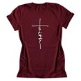 thumbnail image 1 of Femmes T-Shirt Col Rond Manches Courtes Fille Chemisier à Manches Courtes, Rouge Vin, XXL, 1 of 6
