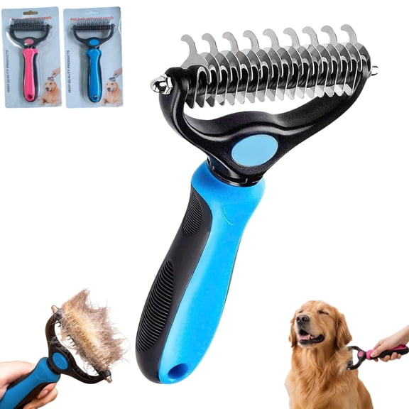 Pet Dematting Comb, Undercoat Rake Grooming Brush with Curved Teeth for Removing Tangles and Loose Fur  Ideal  for Cat & Dog Owners