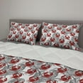 thumbnail image 2 of Crabs Comforter & Sham Bedding Set, Sea Animals Theme Illustration of Crabs on White Background Pattern Art Print, 3 pcs Duvet Set Microfiber Filling Quilt, 5 Sizes, Ruby and Grey, by Ambesonne, 2 of 4