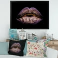 thumbnail image 3 of Designart 'Sexy Golden Metallized Woman Lips V' Modern Framed Art Print, 3 of 4