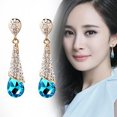 thumbnail image 3 of UDIYO Women Waterdrop Chandelier Rhinestone Full Zircon Earrings Ear Stud Ear-clip, 3 of 7