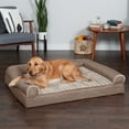 thumbnail image 4 of FurHaven Pet Products Luxe Fur & Performance Linen Cooling Gel Top Sofa Pet Bed for Dogs & Cats - Woodsmoke, Jumbo, 4 of 13