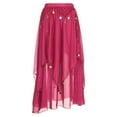 thumbnail image 5 of Kaerm Women's Bell Dance Chiffon Skirt with Coin Tribal Folk Dance Swing Dress Belly Dancewear Hot Pink One Size, 5 of 8