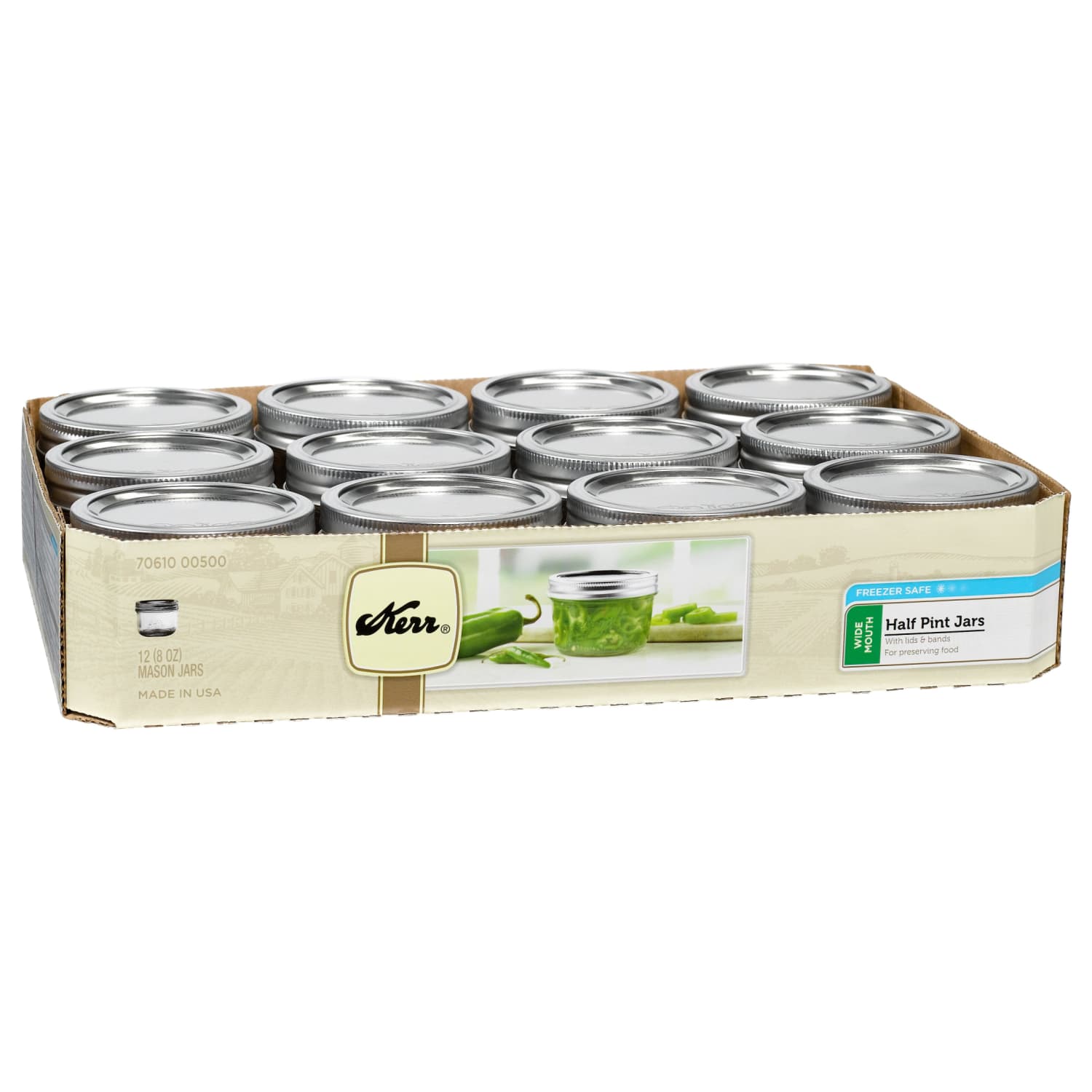 Kerr Wide Mouth Half-Pint Mason Jars, 8 oz., 12-Pack photo 1